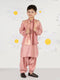Boy's' Pink Jacket, Kurta And Patiala Set